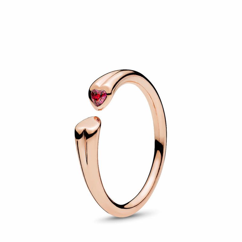 Pandora Australia Polished & Sparkling Hearts Open Stackable Ring - Pandora Rose™ | DNRBLY092